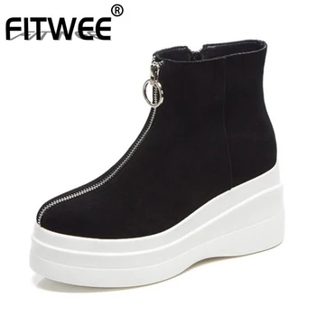 FITWEE Women Real Leather Ankle Boots Plush Fur Warm Winter Shoes For Women Fashion Zipper Platform Wedges Boots Size 34-39
FITWEE Women Real Leather Ankle Boots Plush Fur Warm Winter Shoes For Women Fashion Zipper Platform Wedges Boots Size 34-39