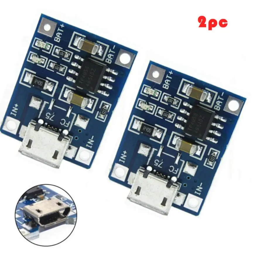 2Pcs 1A 5V TP4056 Lithium Battery Charging Module USB Board Electronic Component Adapter Card Good Application Dec22
2Pcs 1A 5V TP4056 Lithium Battery Charging Module USB Board Electronic Component Adapter Card Good Application Dec22