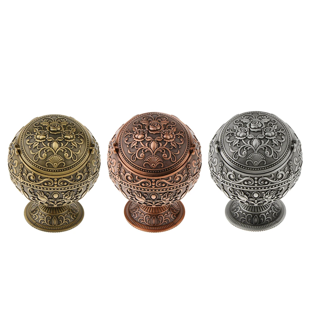 MagiDeal Tabletop Smoking Ashtray Jewelry Storage Box Round Ball 3D Beautiful Flower