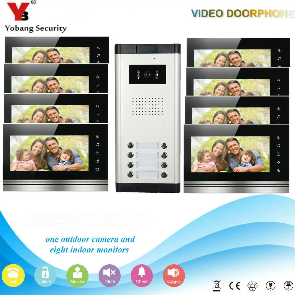 YobangSecurity Video Door Phone Intercom Entry System 7"Inch Monitor Video Doorbell Doorphone Camera Intercom 1 Camera 8 Monitor
YobangSecurity Video Door Phone Intercom Entry System 7"Inch Monitor Video Doorbell Doorphone Camera Intercom 1 Camera 8 Monitor
