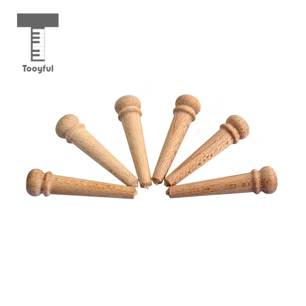 6pcs Durable Maple Wood Acoustic Guitar Bridge Pins String Pegs for DIY Musical Stringed Instruments Guitar Bridge Replacement