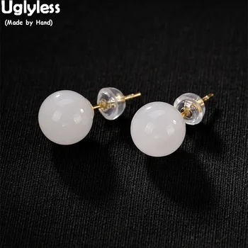 Uglyless Classic Women Gemstones Ball Stud Earrings Simple Fashion Natural White Jade Fine Jewelry Gold Plated Solid 925 Silver
Uglyless Classic Women Gemstones Ball Stud Earrings Simple Fashion Natural White Jade Fine Jewelry Gold Plated Solid 925 Silver