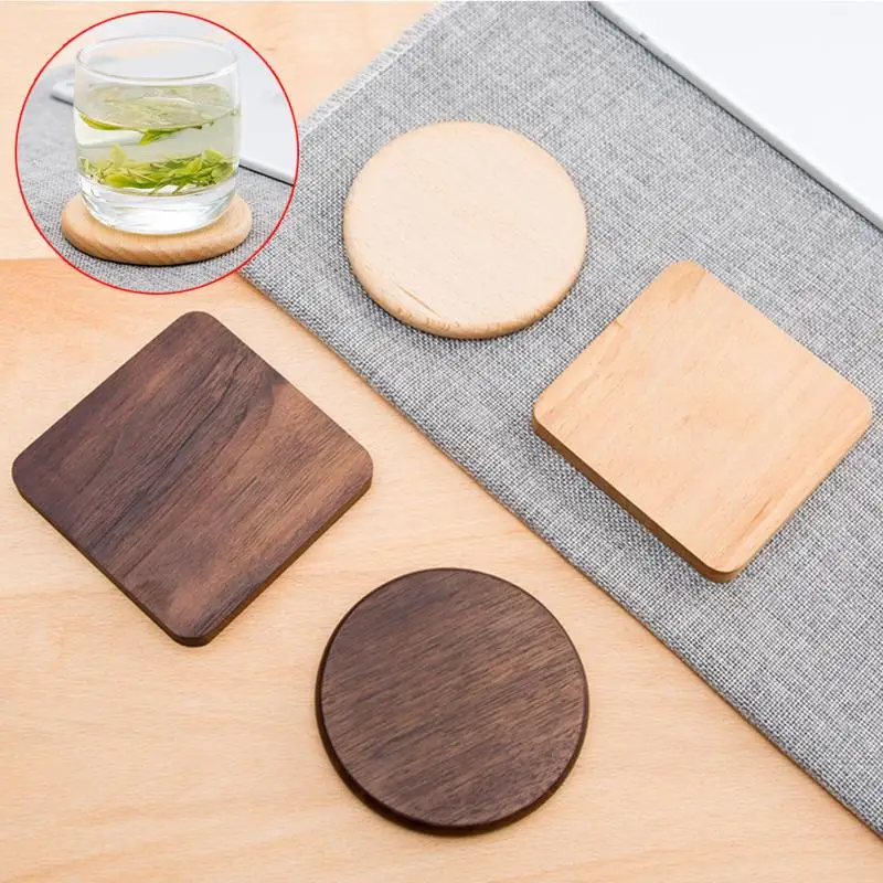 

New Retro Style Durable Round Square Heat Resistant Tea Pad Placemat Table Decor Walnut Wood Cork Drink Coaster Coffee Cup Mat