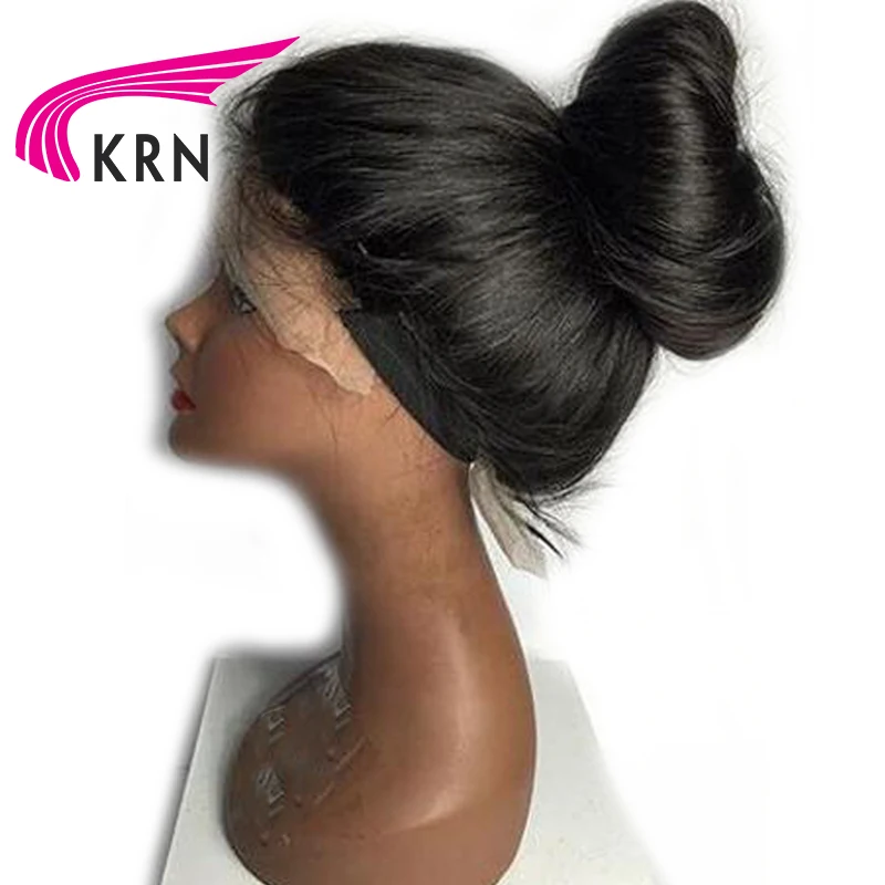 

KRN Hair Human Hair Full Lace Wigs Pre Plucked Natural Hairline With Baby Hair Straight Brazilian Remy Hair Wigs Bleached Knots