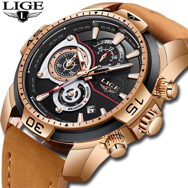 

Reloje 2018 LIGE Men Watch Male Leather Automatic date Quartz Watches Mens Luxury Brand Waterproof Sport Clock Relogio Masculino