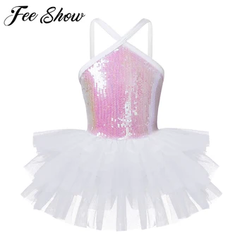 Kids Girls Sleeveless Halter Sequins Ballet Dance Gymnastics Leotard Tutu Dress for Children's Dancewear Ballerina Fancy Costume
Kids Girls Sleeveless Halter Sequins Ballet Dance Gymnastics Leotard Tutu Dress for Children's Dancewear Ballerina Fancy Costume