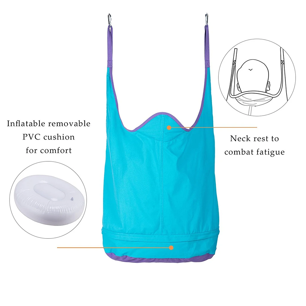 Heavy Duty Kids Children Hanging Hammock Inflatable Cushion Toy Swing Seat Garden & Patio Toy Sports –Blue
