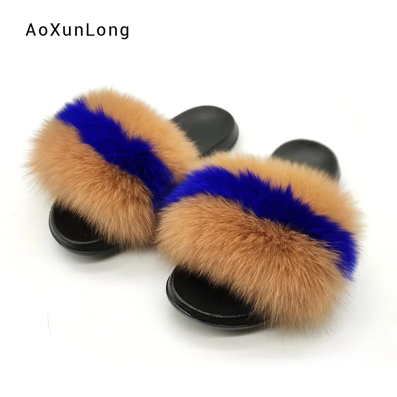 New Fashion Striped Fox Fur Slippers for Women Home Indoor Furry Fox Hair Slides Casual Fluffy Real Fox Fur Female Slippers
New Fashion Striped Fox Fur Slippers for Women Home Indoor Furry Fox Hair Slides Casual Fluffy Real Fox Fur Female Slippers