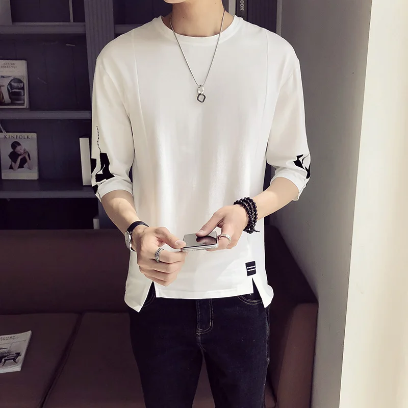 2019 spring and summer men's short-sleeved T-shirt Korean version of the trend of five-point sleeve men's loose sleeves T-shirt
2019 spring and summer men's short-sleeved T-shirt Korean version of the trend of five-point sleeve men's loose sleeves T-shirt