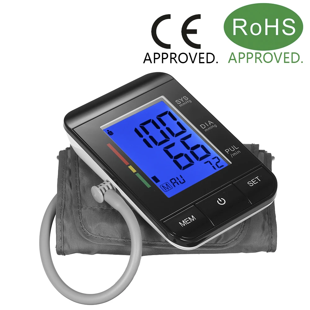 

LCD Upper Arm Blood Pressure Monitor with Cuff Digital Tonometer 90 Data Memory/IHB Indicator CE & FDA & ROHS Approved