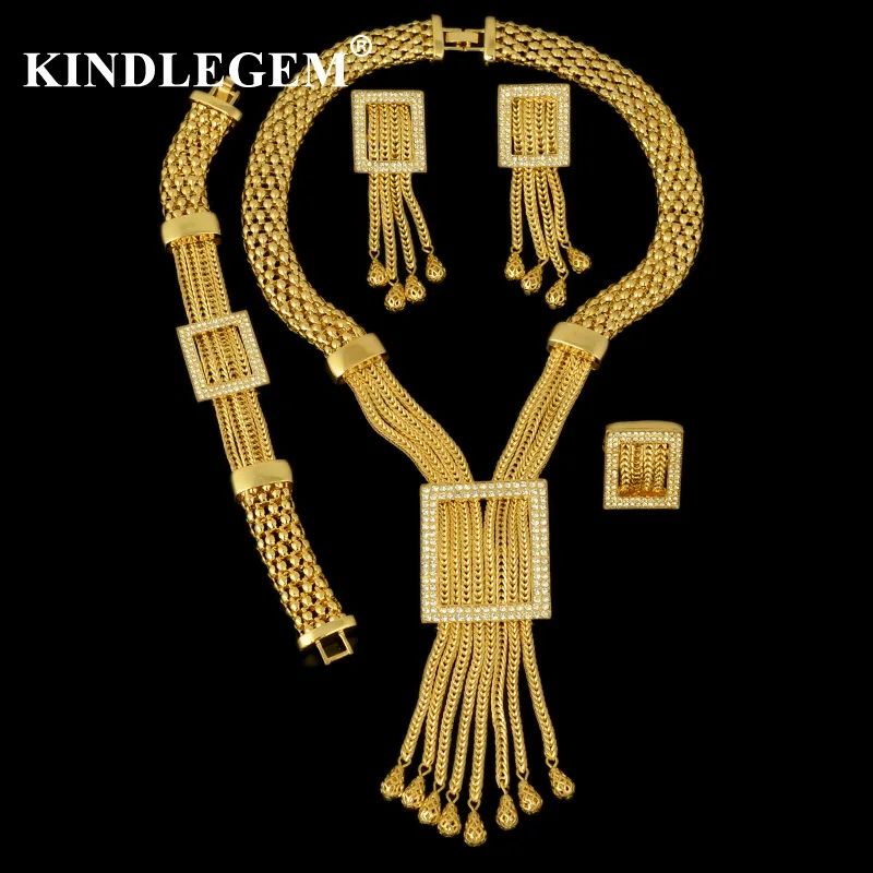 Kindlegem 2018 Bijoux De Mariage De Luxe Fashion Unusual Gold Color Crystal Jewelry Set Dubai African Female Dress Accessories
Kindlegem 2018 Bijoux De Mariage De Luxe Fashion Unusual Gold Color Crystal Jewelry Set Dubai African Female Dress Accessories