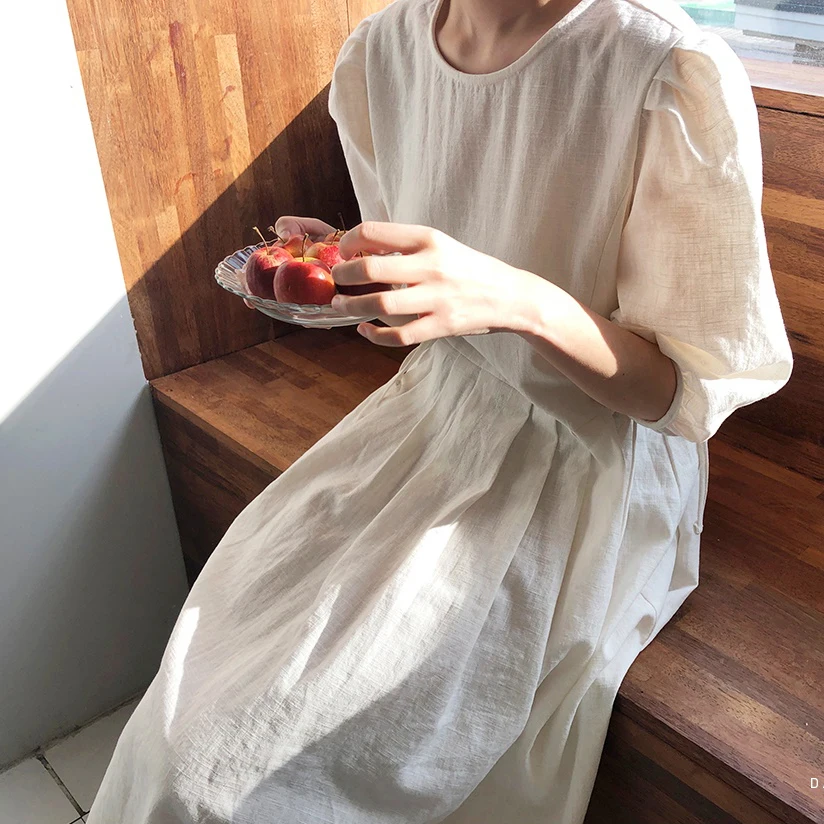 Dress Women summer 2019 Korean Lazy Style bandage O Neck Short sleeve Cotton Linen Casual Pleated Maxi Long Dress Belt Vestidos
Dress Women summer 2019 Korean Lazy Style bandage O Neck Short sleeve Cotton Linen Casual Pleated Maxi Long Dress Belt Vestidos