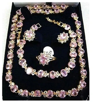 2015 Beautiful pink crystal necklace bracelet earring ring set AAA style 100% Natural jade Noble Fine jewe
2015 Beautiful pink crystal necklace bracelet earring ring set AAA style 100% Natural jade Noble Fine jewe