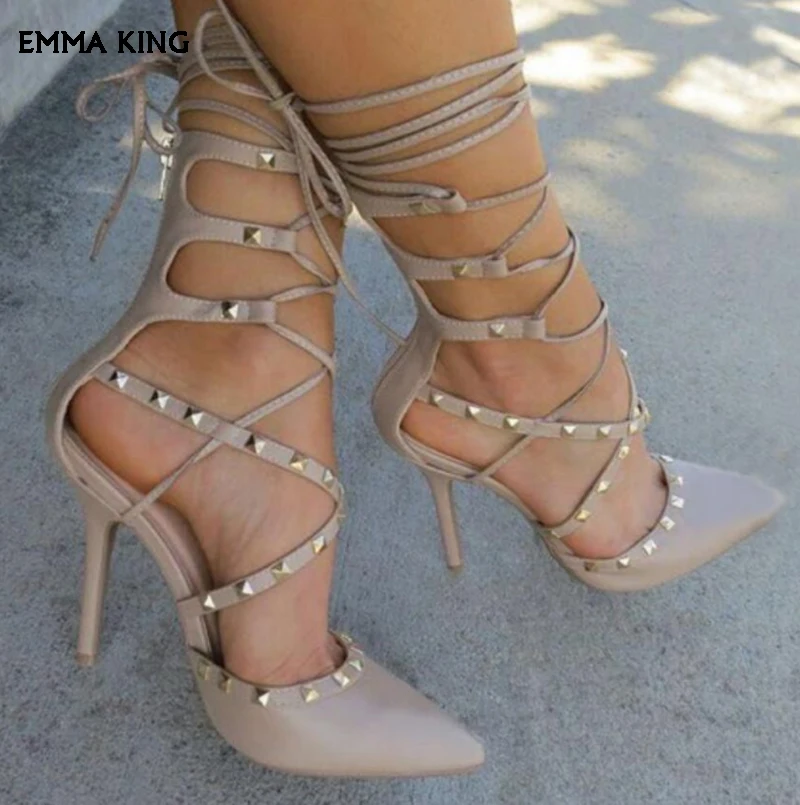Roman Sandals Women Pumps New Booties Ladies Sexy Hollow Out Cross-tied Lace Up Rivets Stiletto High Heels Plus size Shoes Woman
Roman Sandals Women Pumps New Booties Ladies Sexy Hollow Out Cross-tied Lace Up Rivets Stiletto High Heels Plus size Shoes Woman
