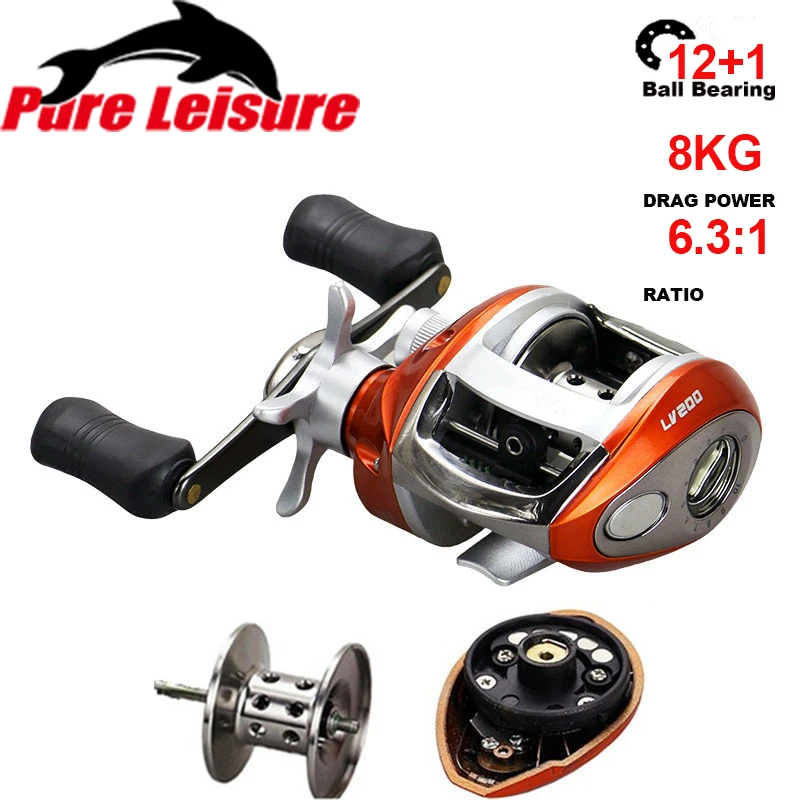 PureLeisure Professional 12 +1 BB Fising Bait Reels Magnetic Brake Drag 8KG/17.6LB Fishing Reel 6.3:1 Ratio Baitcasting Reels
PureLeisure Professional 12 +1 BB Fising Bait Reels Magnetic Brake Drag 8KG/17.6LB Fishing Reel 6.3:1 Ratio Baitcasting Reels