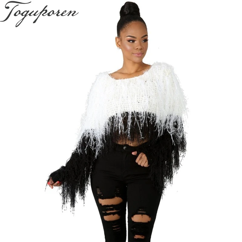 Women Autumn Winter Sweater Tassel Knitted Shaggy Sweaters Women O Neck Loose Casual Hairy Pullover Sweater Femme Crop Tops
Women Autumn Winter Sweater Tassel Knitted Shaggy Sweaters Women O Neck Loose Casual Hairy Pullover Sweater Femme Crop Tops