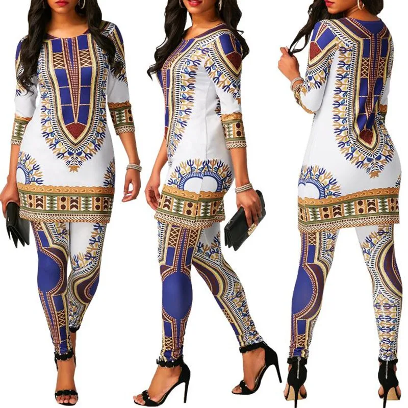 2020 New Traditional African Dashiki Fashion Pants Suit Women Printed Tops+Trousers Two Piece Set For Lady Elastic Party Clothes
2020 New Traditional African Dashiki Fashion Pants Suit Women Printed Tops+Trousers Two Piece Set For Lady Elastic Party Clothes