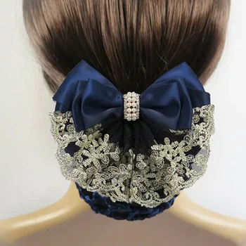 Fashion Handmade Office Lady Bow Pearl Tie Barrette Hair Clip Cover Bowknot Net Bun Snood Hair Accestory
Fashion Handmade Office Lady Bow Pearl Tie Barrette Hair Clip Cover Bowknot Net Bun Snood Hair Accestory