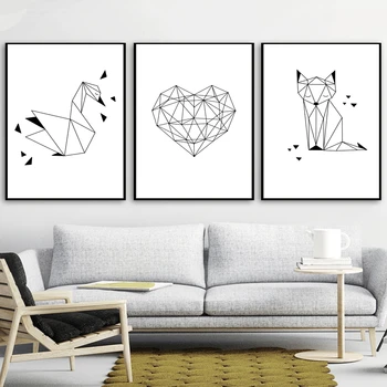 Geometric Swan Fox poster and print wall art painting animal black and white wall picture children's room canvas painting A353
Geometric Swan Fox poster and print wall art painting animal black and white wall picture children's room canvas painting A353