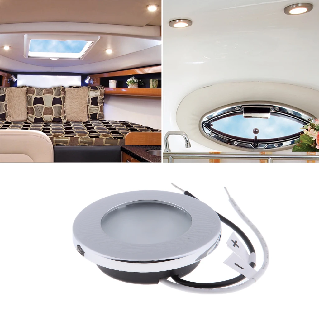 6” Round Interior Dome Light with Stainless Steel Base RV Camper Trailer NEW 1