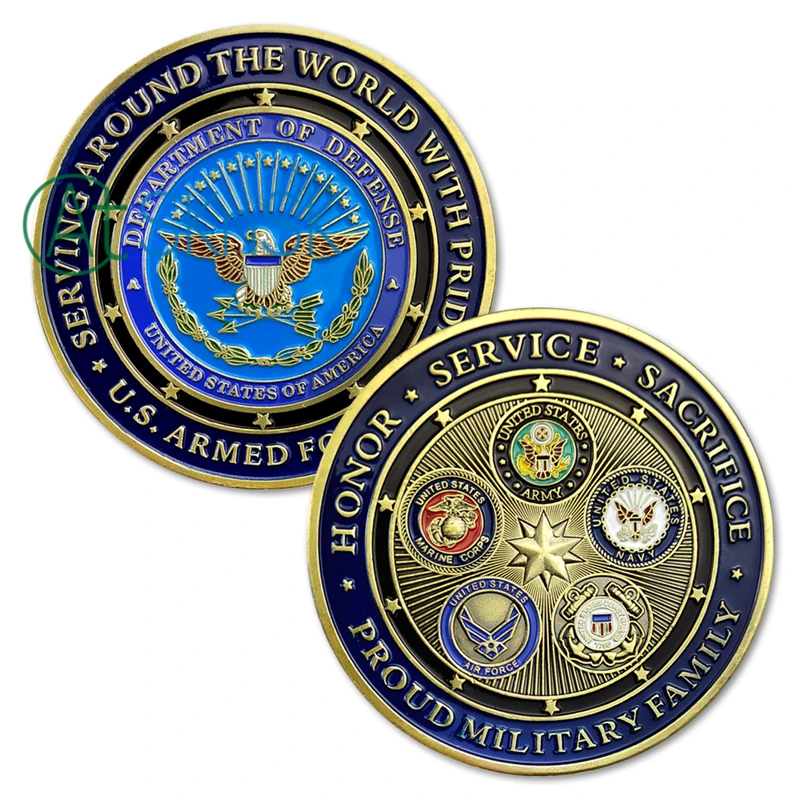 5pcs/lot Proud Military Family U.S. Armed Forces All Branches Challenge Coin Department of Defense Commemorative Souvenir Coin
5pcs/lot Proud Military Family U.S. Armed Forces All Branches Challenge Coin Department of Defense Commemorative Souvenir Coin