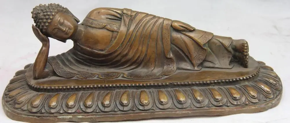 Tibet Buddhism Temple Copper Bronze Lie horizontal Sleep Sakyamuni Buddha Statue
Tibet Buddhism Temple Copper Bronze Lie horizontal Sleep Sakyamuni Buddha Statue