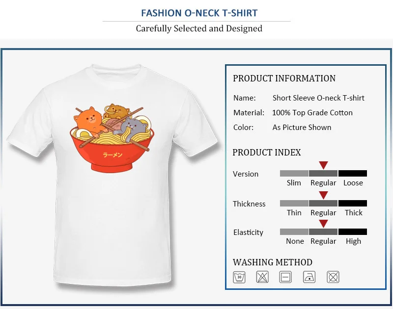Custom Ramen noodles and cats Tees for Men 2018 Newest Lovers Day Round Collar Cotton Short Sleeve T Shirt Casual Tee Shirt Ramen noodles and cats