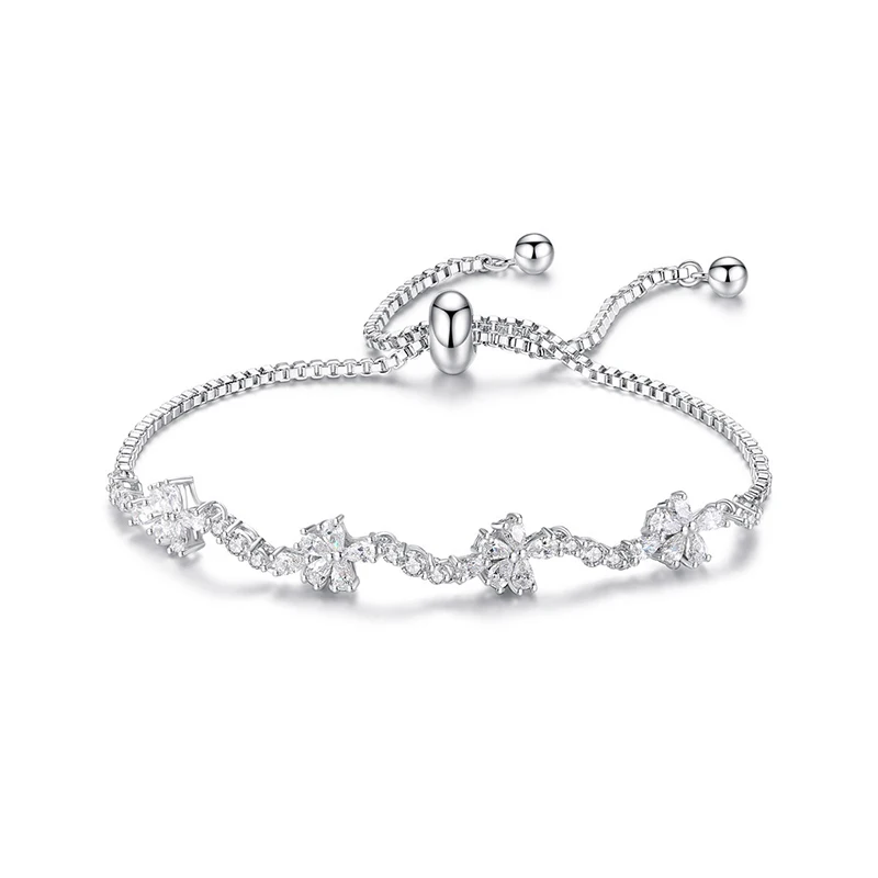White Clear Cubic Zirconia Bracelets Adjustable Chain Bangle AAA Zircon Flower Wristlet for Women Fashion Jewelry Wedding Gifts
White Clear Cubic Zirconia Bracelets Adjustable Chain Bangle AAA Zircon Flower Wristlet for Women Fashion Jewelry Wedding Gifts