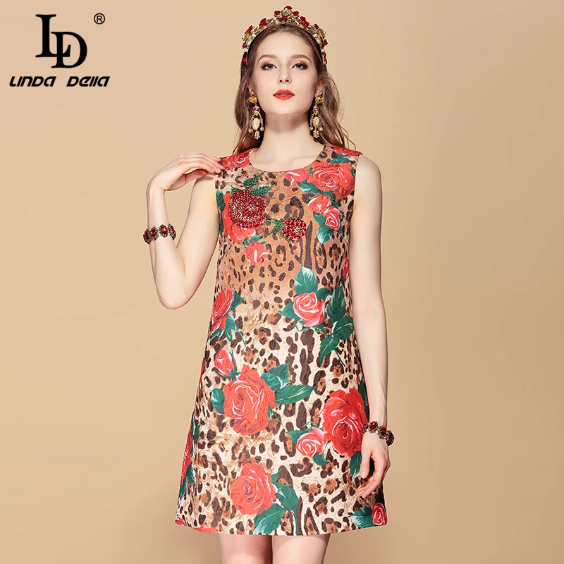 LD LINDA DELLA Fashion Runway Summer Dress Women's Sleeveless Vest Sexy Rose Floral Leopard Print Beading Mini Elegant Dress
LD LINDA DELLA Fashion Runway Summer Dress Women's Sleeveless Vest Sexy Rose Floral Leopard Print Beading Mini Elegant Dress