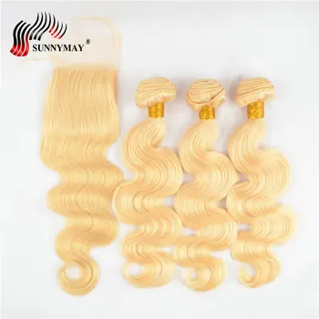 Sunnymay Brazilian Remy Human Hair #613 Blonde Hair 3 Bundles With 4*4 Lace Closure Body Wave Hair Wefts
Sunnymay Brazilian Remy Human Hair #613 Blonde Hair 3 Bundles With 4*4 Lace Closure Body Wave Hair Wefts