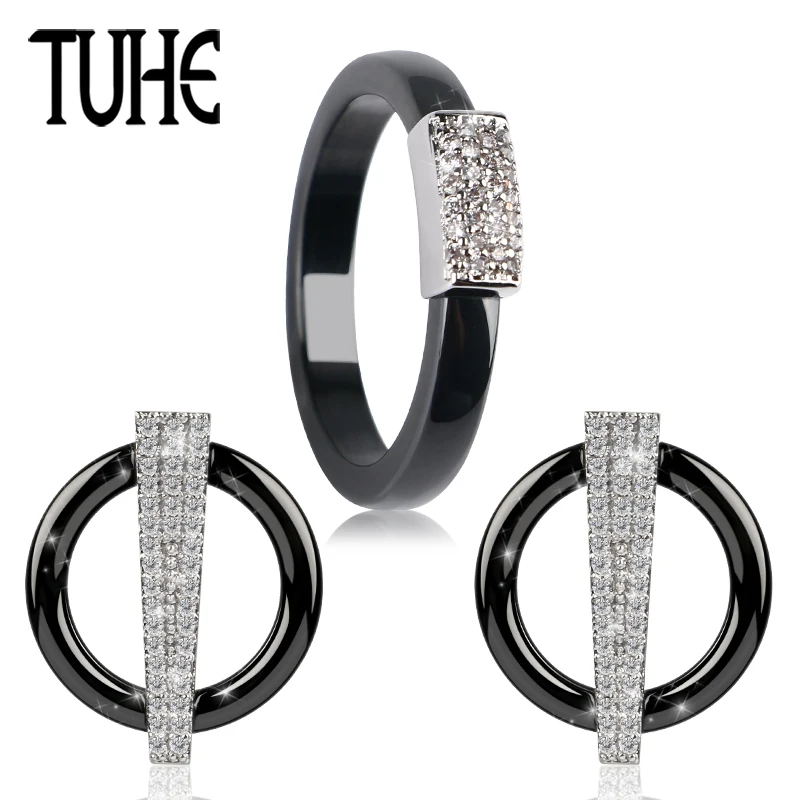 TUHE New Women Personality Sparkling Round Ceramic Stud Earrings And 3MM Wide Rectangle Rhinestone Metal Rings For Women Jewelry
TUHE New Women Personality Sparkling Round Ceramic Stud Earrings And 3MM Wide Rectangle Rhinestone Metal Rings For Women Jewelry