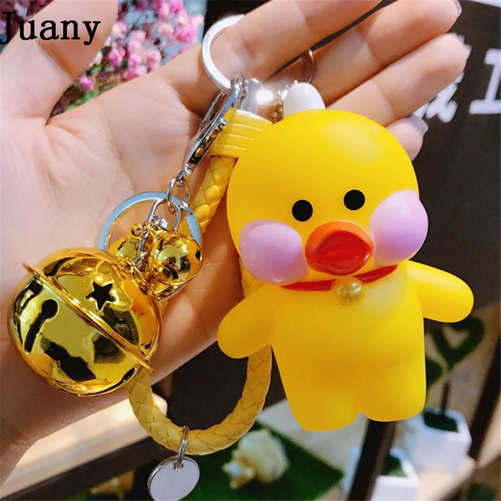Juany duck key chain key ring pom gift for women girl bag pendant charm key ring 7