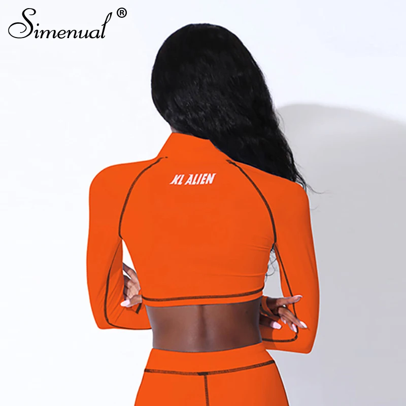 Simenual Letter Print Reflective Crop Top Women Long Sleeve Casual Sporty Active Wear T Shirts Workout Lines Fashion Zipper Tees
Simenual Letter Print Reflective Crop Top Women Long Sleeve Casual Sporty Active Wear T Shirts Workout Lines Fashion Zipper Tees