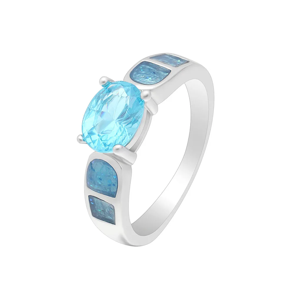 Hainon Blue Opal Ring For Women Fashion Jewelry 2018 New Design Silver Color round Finger Party And Lady's Gifts | Украшения и