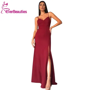 Burgundy Evening Dress Long Abendkleider 2020 Side Slit Evening Gowns Robe De Soiree Spaghetti Straps Vestido De Festa
Burgundy Evening Dress Long Abendkleider 2020 Side Slit Evening Gowns Robe De Soiree Spaghetti Straps Vestido De Festa
