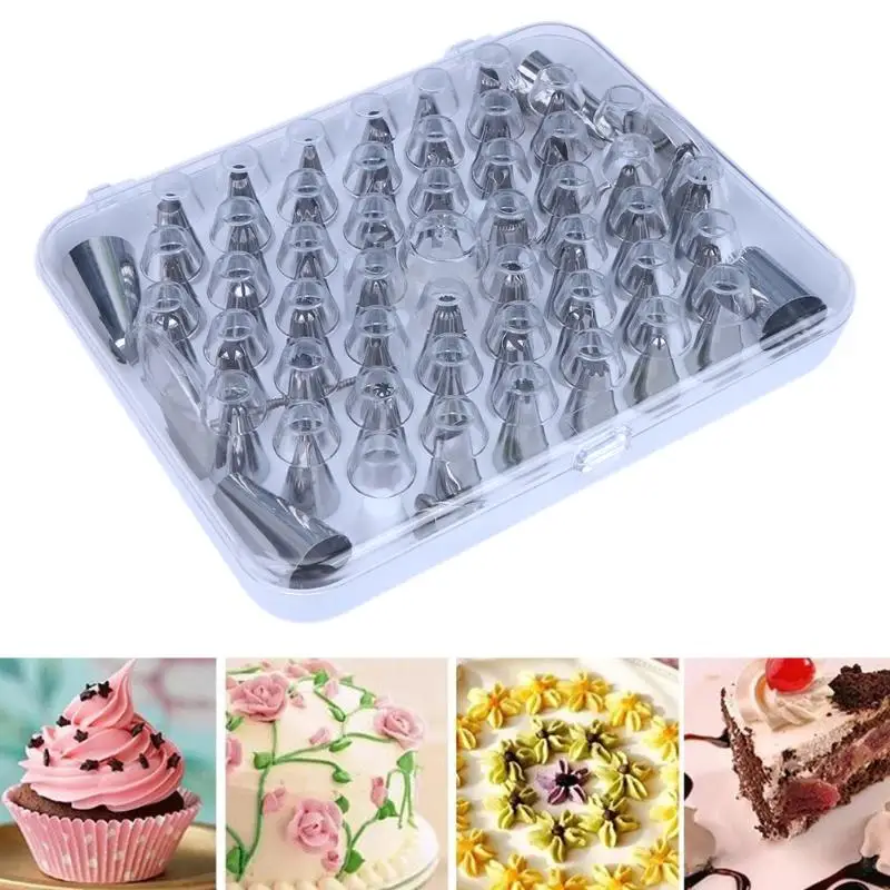 52pcs/set Cake Nozzles Heads Mouth Cake Cookie Kit Set Stainless Steel Decorating Tool Mouth Tips Rose Flower Bakeware Decor
52pcs/set Cake Nozzles Heads Mouth Cake Cookie Kit Set Stainless Steel Decorating Tool Mouth Tips Rose Flower Bakeware Decor