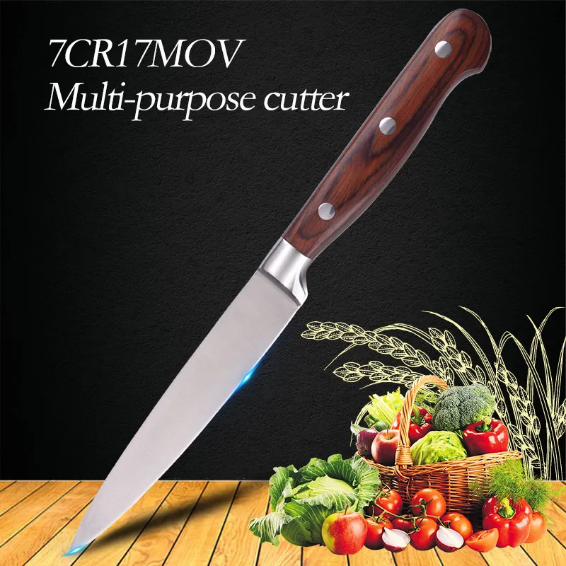 5"inch 7CR17MOV Red Color Wood Handle Multi Function Utility Chef Steel Knives Kitchen Fruit Knives Sharp Cleaver Slicing Knife
5"inch 7CR17MOV Red Color Wood Handle Multi Function Utility Chef Steel Knives Kitchen Fruit Knives Sharp Cleaver Slicing Knife
