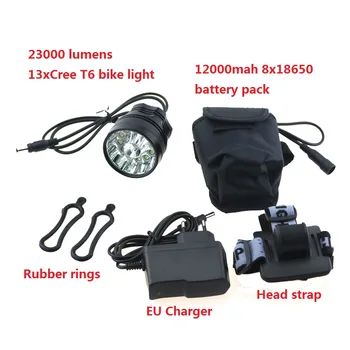 23000 lumen 13T6 Bicycle Headlight headLamp 13x Cree XM-L T6 Led Cycling Helmet Bike Light + 12000mah 18650 Battery Pack+Charger
23000 lumen 13T6 Bicycle Headlight headLamp 13x Cree XM-L T6 Led Cycling Helmet Bike Light + 12000mah 18650 Battery Pack+Charger