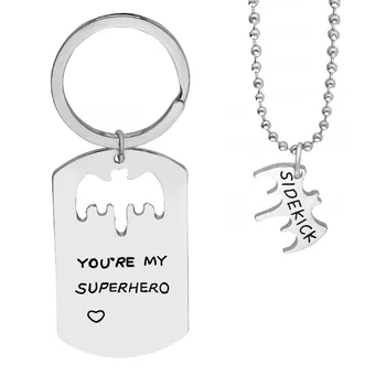 2016 New Arrival Fashion Jewelry Dog Tag Bat keychain you're my superhero & dad sidekick Necklace&Keychain For Gifts
2016 New Arrival Fashion Jewelry Dog Tag Bat keychain you're my superhero & dad sidekick Necklace&Keychain For Gifts