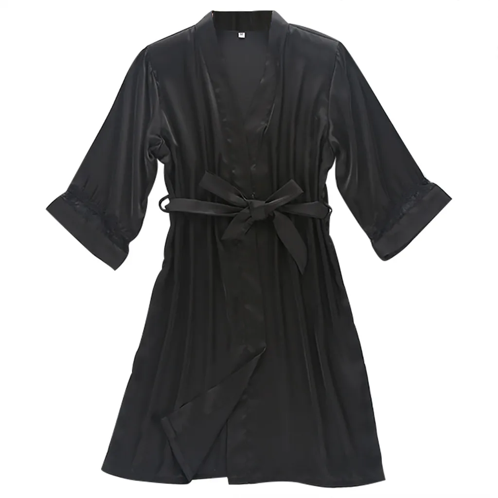 Women Sexy Sleepwear Simulation silk stitching sleeve robe Fashion Silk Lace Robe Long Sleeve ladies fancy Lingerie Underwear te
Women Sexy Sleepwear Simulation silk stitching sleeve robe Fashion Silk Lace Robe Long Sleeve ladies fancy Lingerie Underwear te