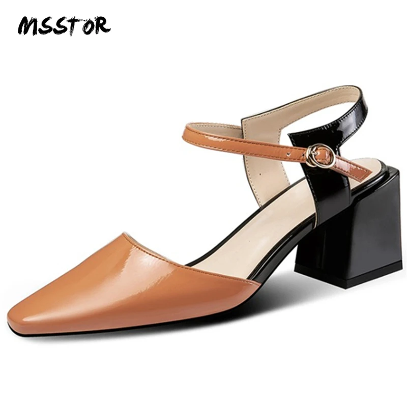 MSSTOR Mixed Colors Shoes Women High Heels Square Heel Buckle Strap Cow Leather Women's Sandals Shoes Square Toe Summer 2019
MSSTOR Mixed Colors Shoes Women High Heels Square Heel Buckle Strap Cow Leather Women's Sandals Shoes Square Toe Summer 2019