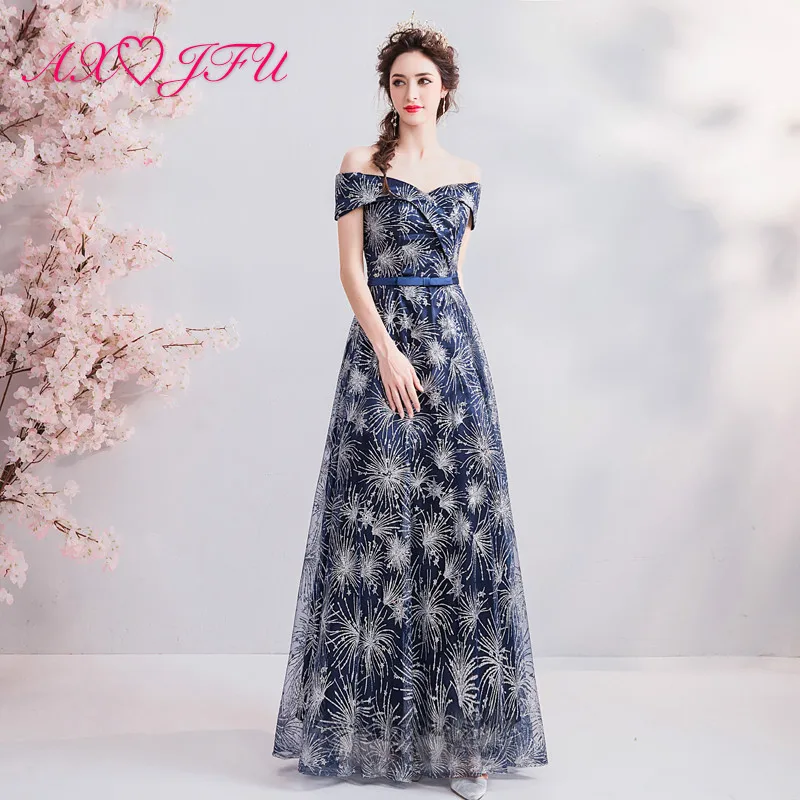 AXJFU blue princess evening dress navy bow boat nack evening dress vintage turkey illusion sparkly luxury evening dress 1886
AXJFU blue princess evening dress navy bow boat nack evening dress vintage turkey illusion sparkly luxury evening dress 1886
