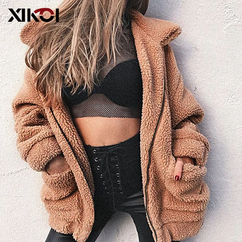 XIKOI Winter Warm Fur Coat Women Soft Zipper Thicken Plush Overcoat Women Outerwear Lapel Sweatshirt Fleece Faux Fur Coat Jacket
XIKOI Winter Warm Fur Coat Women Soft Zipper Thicken Plush Overcoat Women Outerwear Lapel Sweatshirt Fleece Faux Fur Coat Jacket