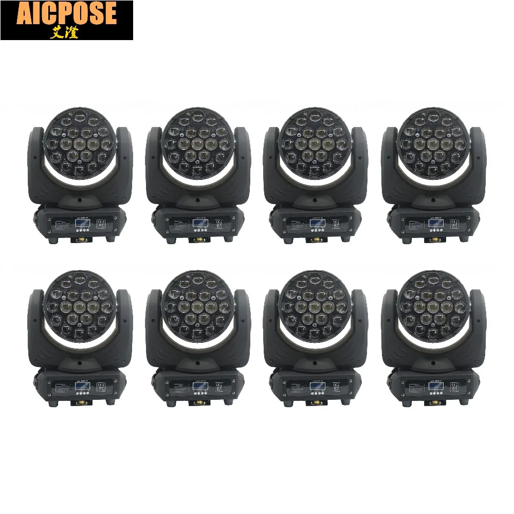 8 шт./лот 19x15 Вт Led RGBW 4в1 Wash/Zoom Light DMX512 Moving Head профессиональное шоу сценическое
