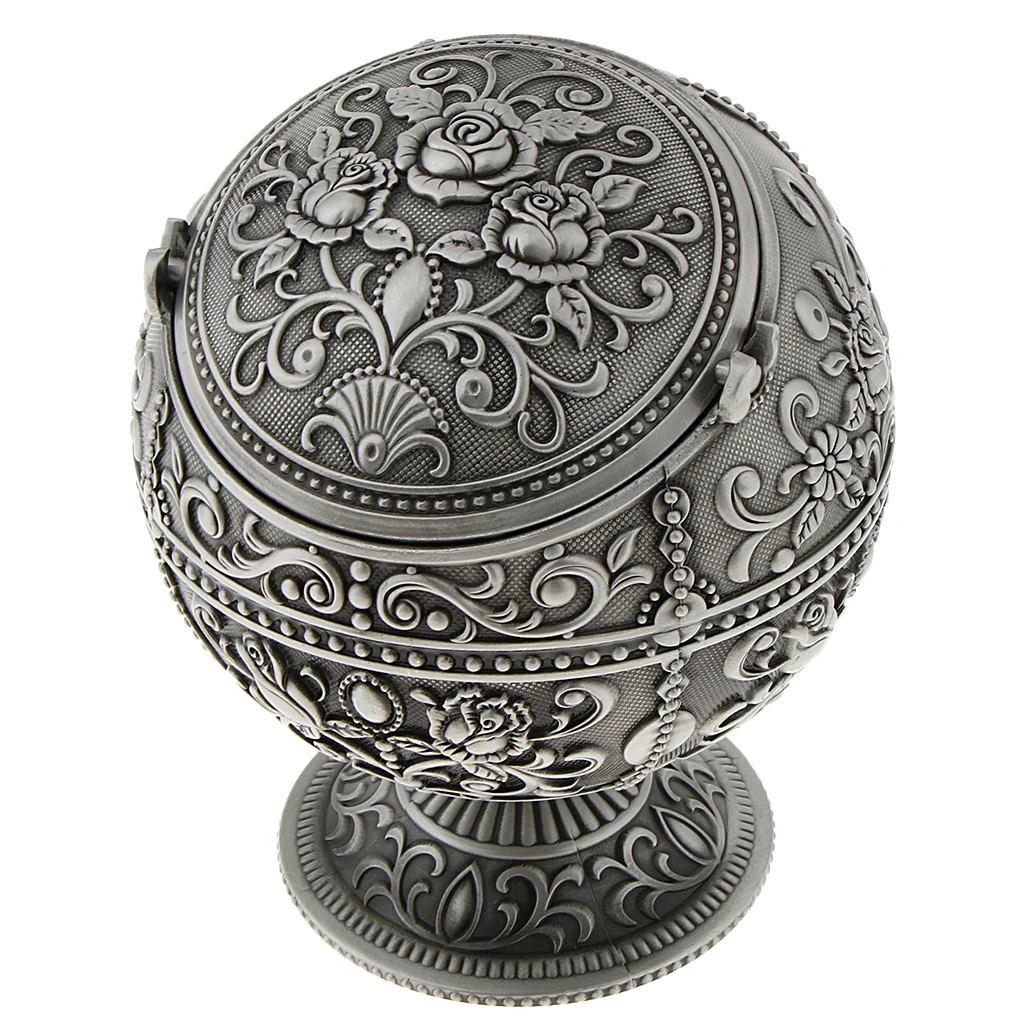 MagiDeal Tabletop Smoking Ashtray Jewelry Storage Box Round Ball 3D Beautiful Flower