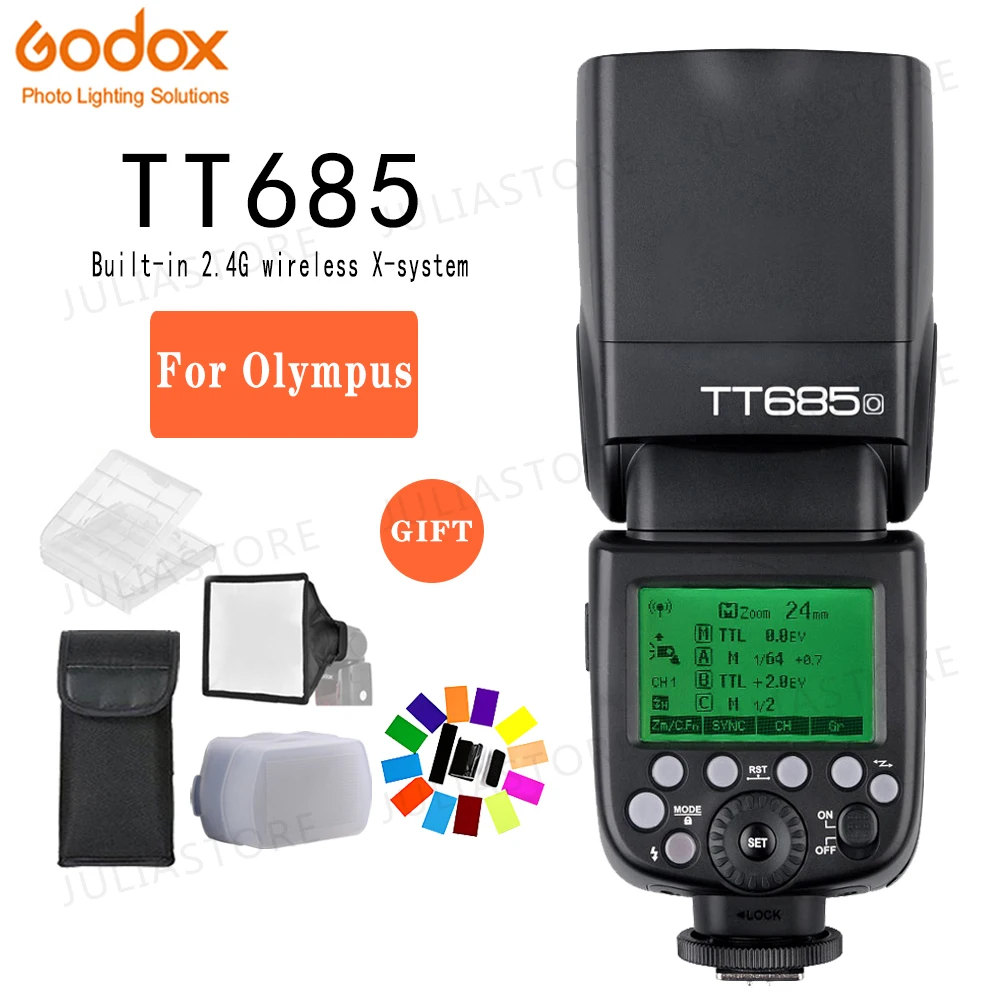 In Stock Godox TT685O 2.4G HSS 1/8000s i-TTL GN60 Wireless Speedlite Flash for Olympus/Panasonic +Gift Kit
In Stock Godox TT685O 2.4G HSS 1/8000s i-TTL GN60 Wireless Speedlite Flash for Olympus/Panasonic +Gift Kit
