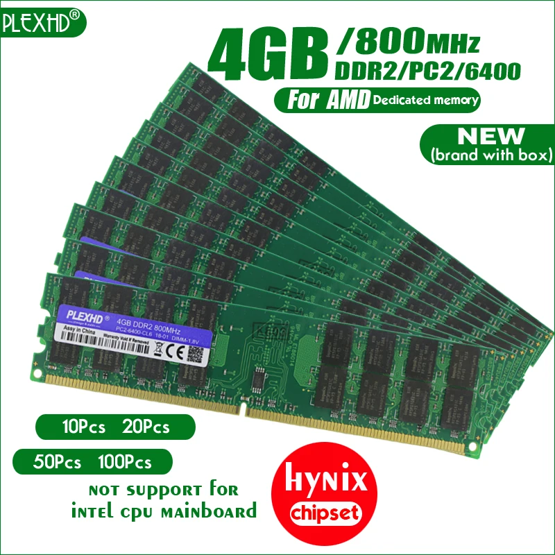New PLEXHD Desktop 10 Pieces PC Memory RAM DDR2 800 Memoria Module PC2 6400 4GB 8GB(2PCS*4GB) 800MHz (Hynix chips) For All
New PLEXHD Desktop 10 Pieces PC Memory RAM DDR2 800 Memoria Module PC2 6400 4GB 8GB(2PCS*4GB) 800MHz (Hynix chips) For All