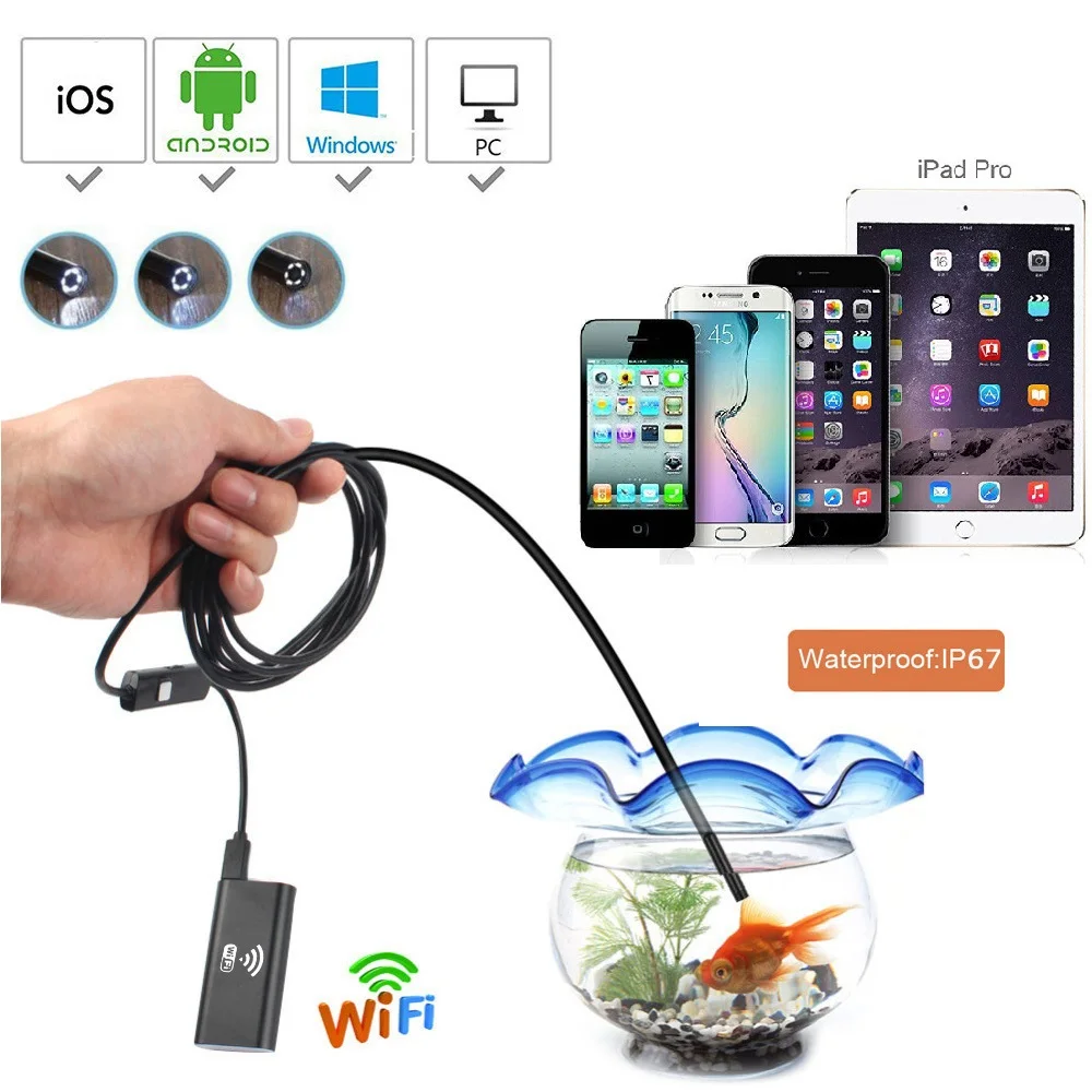 8mm 1200P HD WIFI Endoscope Camera Soft Cable IP67 Waterproof With Adjustable Light Button 8pcs LED Light 1/2/3.5/5/10M Cable
8mm 1200P HD WIFI Endoscope Camera Soft Cable IP67 Waterproof With Adjustable Light Button 8pcs LED Light 1/2/3.5/5/10M Cable