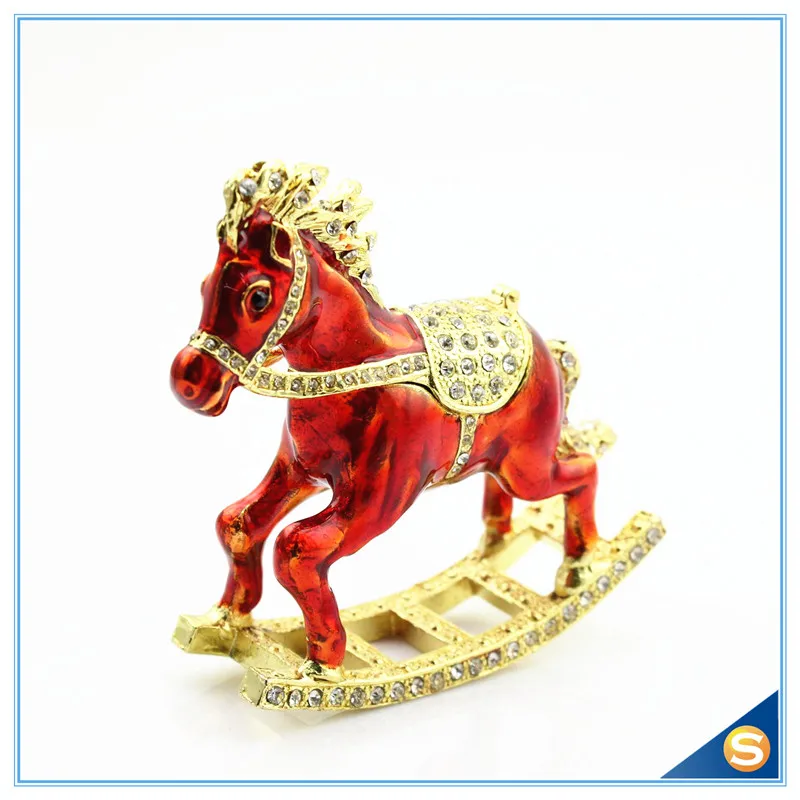 

Special Offer Swing Horse Trinket Box Horse Crafts Decorated with Crystals Jewelled Trinket Box Jewelry Box