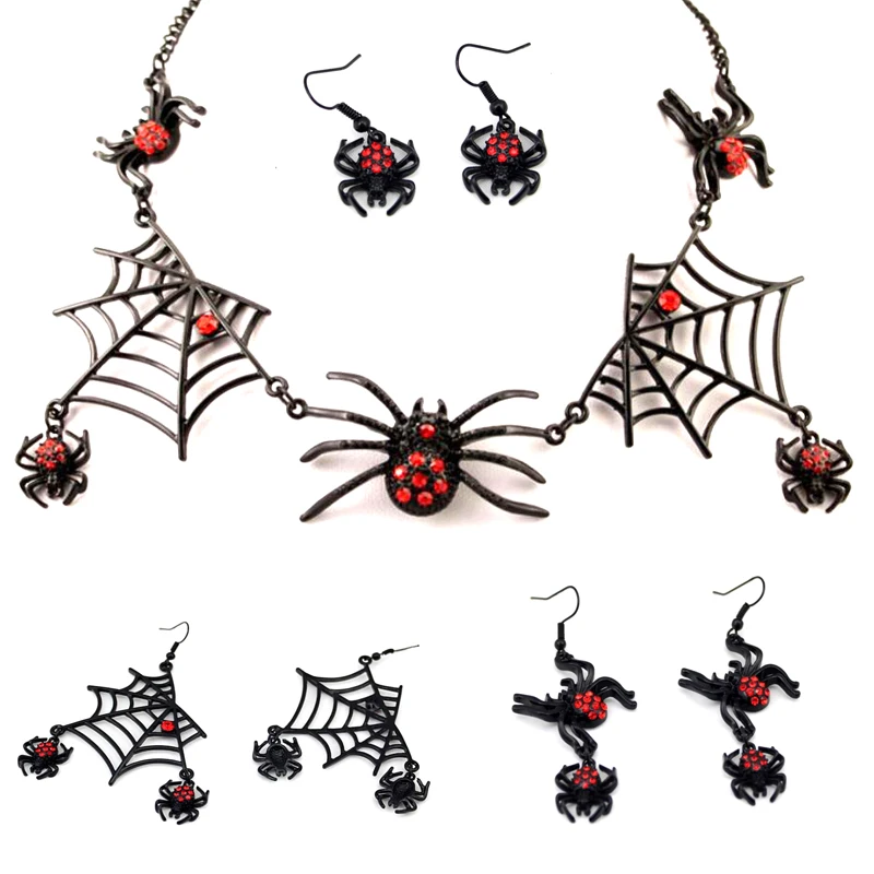 CSxjd 2018 Punk style new personality creative spider web red crystal necklace and earring set
CSxjd 2018 Punk style new personality creative spider web red crystal necklace and earring set